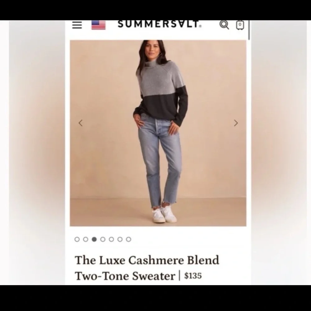 Summersalt Luxe Cashmere Blend Two Tone Sweater in Charcoal size Medium - Picture 4 of 12